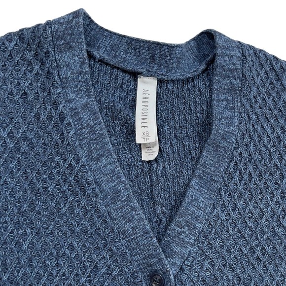 Aeropostale Womens Long Sleeve Boxy Knit Cardigan Sweater Size XS Blue - Picture 5 of 9